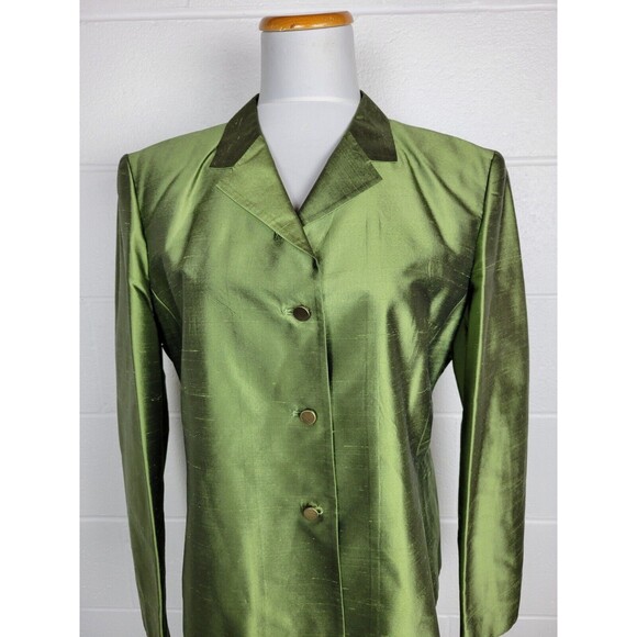 Talbots Womens Green Silk Pant Suit 14/16 - Picture 3 of 14